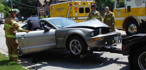 car accident mustang