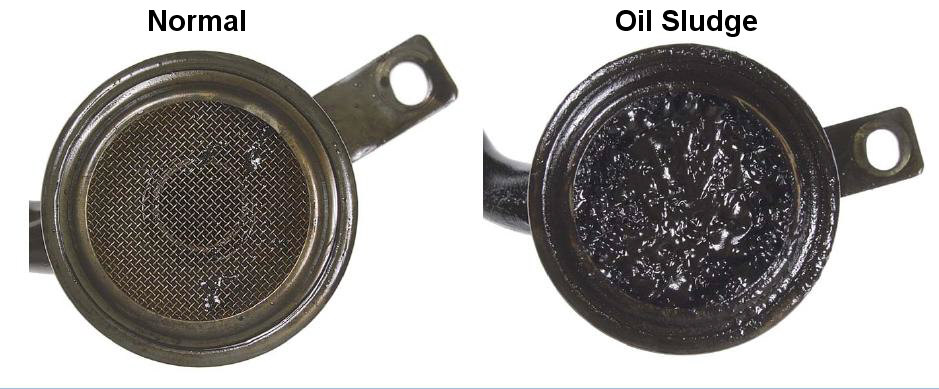 oil sludge blocking oil pump pickup screen