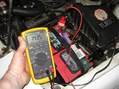 checking charging voltage with a voltmeter