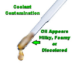 coolant contaminated oil on dipstick