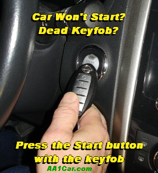 press the start button with key fob